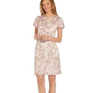 Adrianna Papell Women's Lace a Line Shift Dress Joyful Blush Wedding